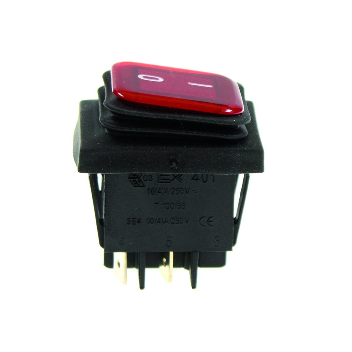 Dubbel strömbrytare svart med röd ljus 30 x 22 mm.