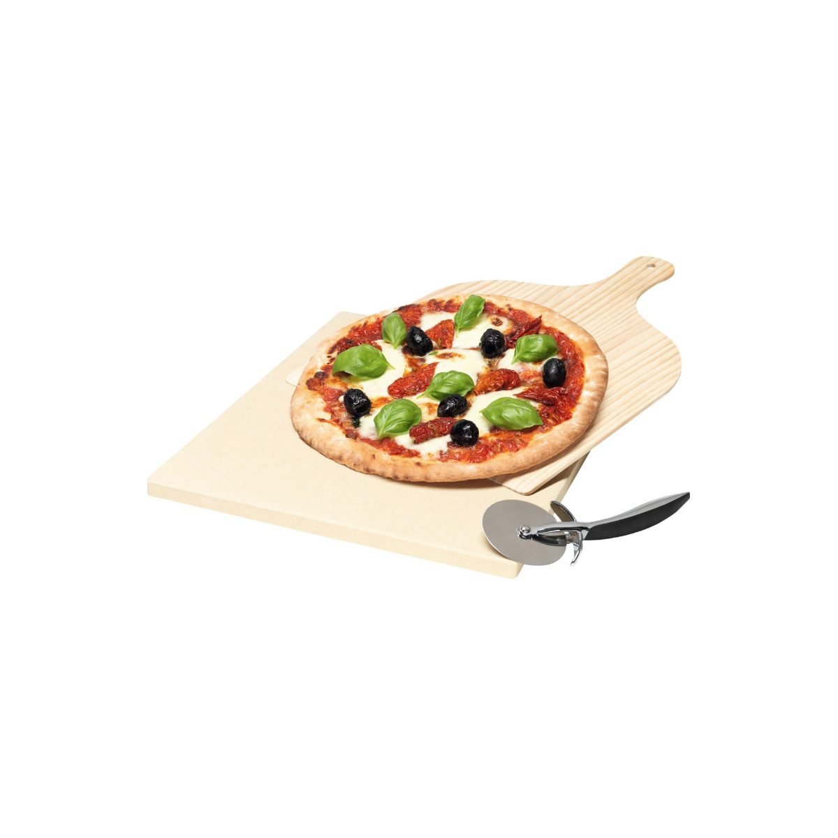 Pizzasten kit med pizzaspade og pizzaskærer