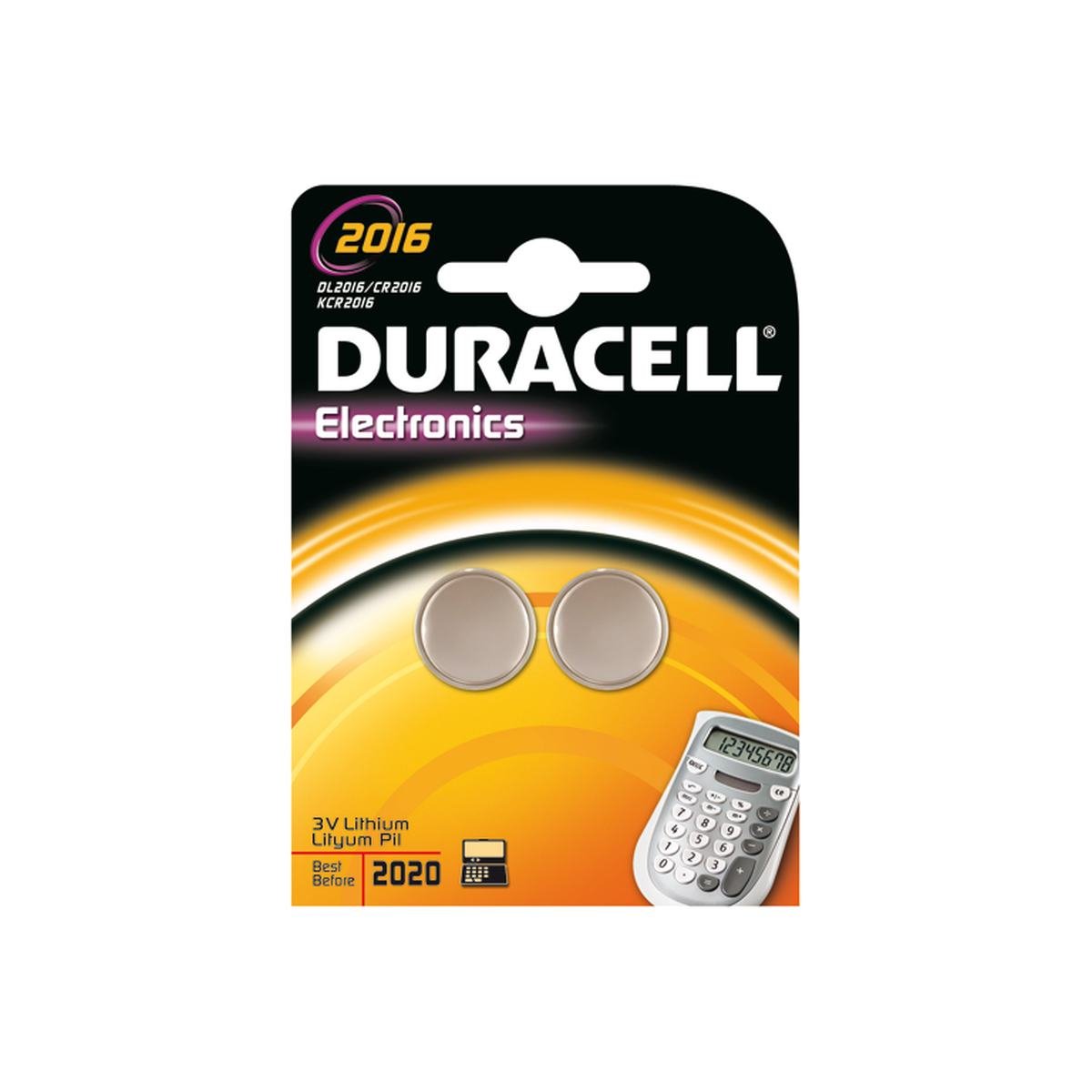 Knappcellebatteri 3V CR2016 2 stk. pakke - Duracel